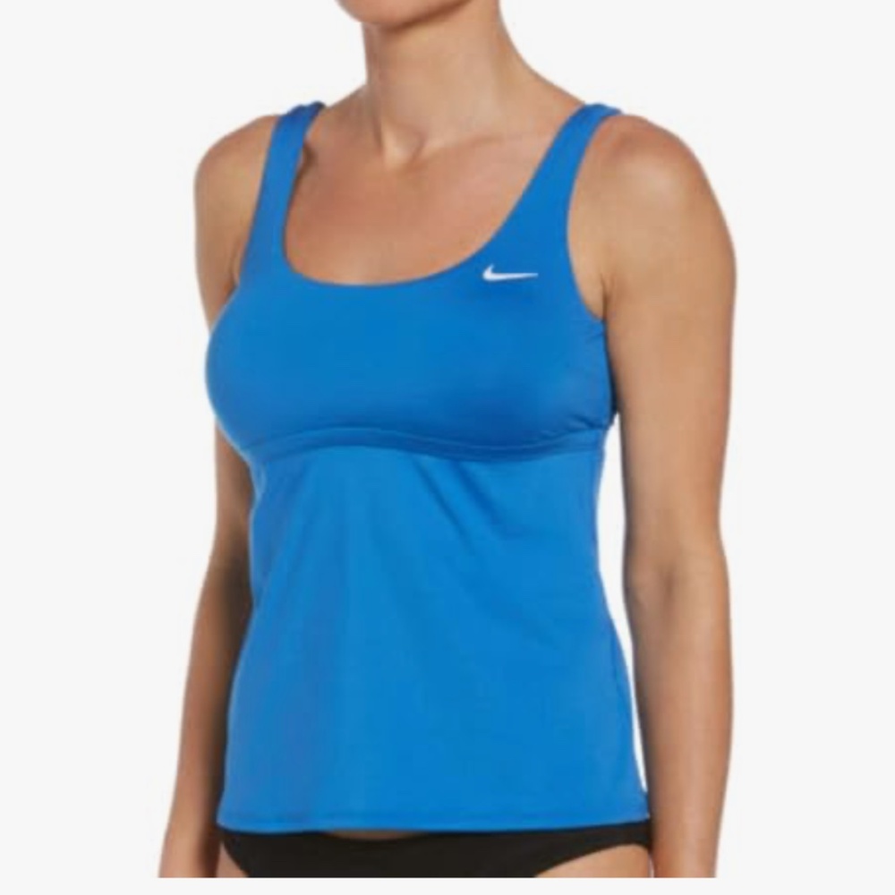 Nike Women's Essential Scoop Neck Tankini Swim Top in Blue Sz-M